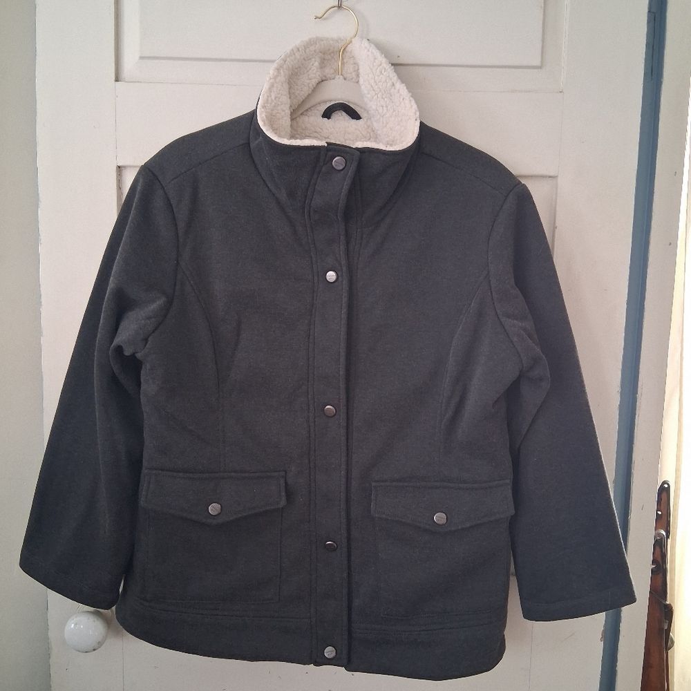 Madden Girl Charcoal Sherpa-Lined Fleece Utility Jacket Sz XL (Juniors)